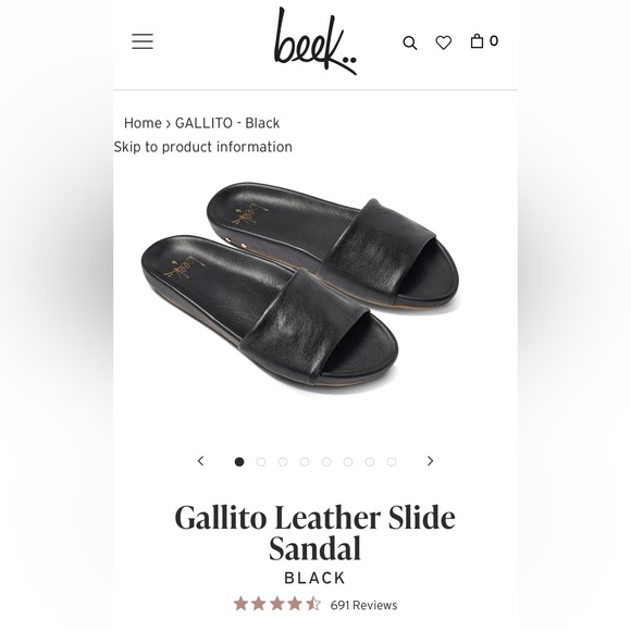 Beek Gallito leather sandals NIB US 7 black - Picture 1 of 5